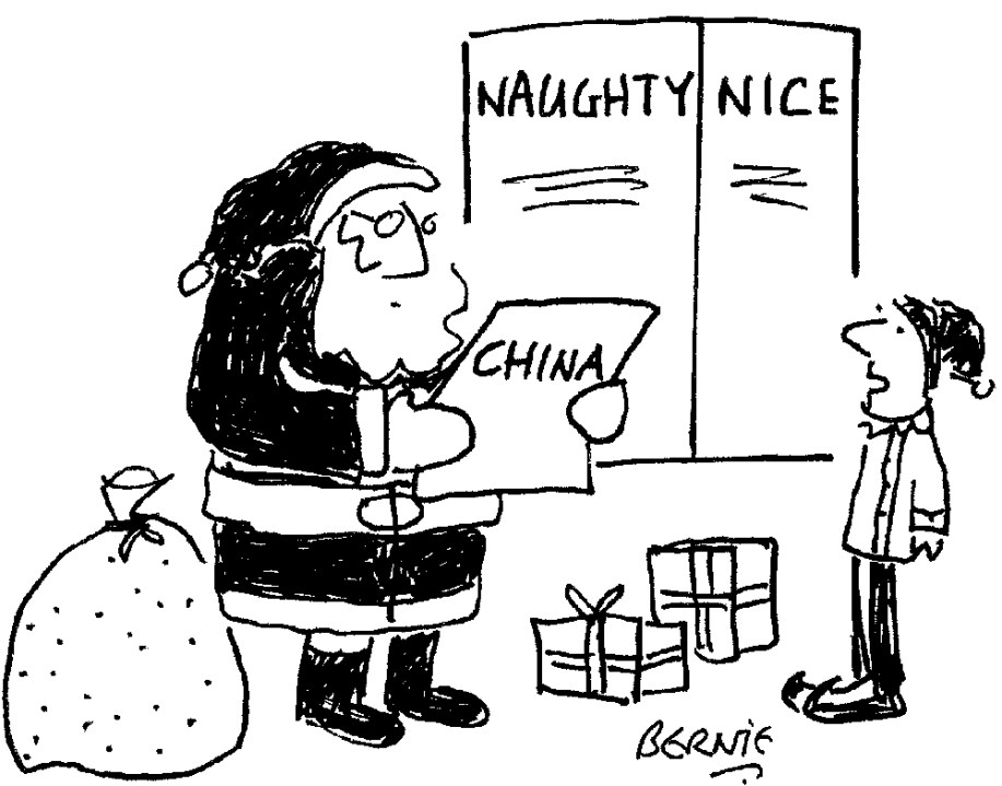 ‘Before you decide, remember where all the toys and goodies come from’